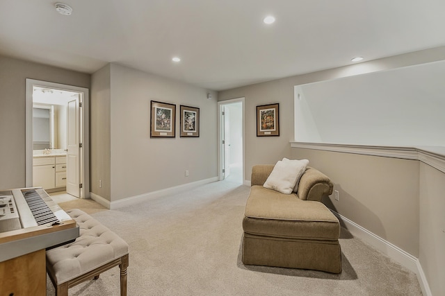 2667 Oxford Cir, Ann Arbor, MI 48103 - living area featuring light carpet, baseboards, and recessed lighting