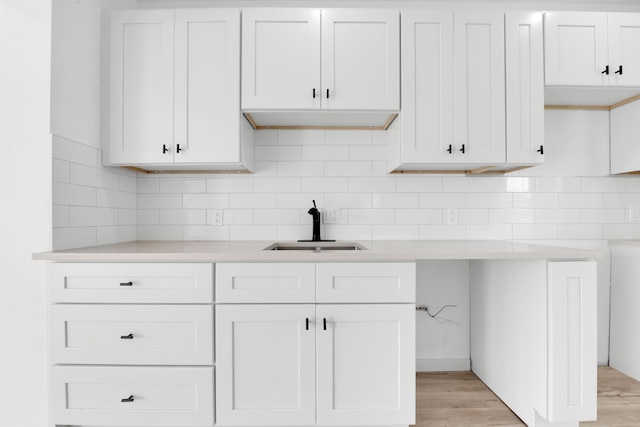 2916 Gladstone St, Detroit, MI 48206 - kitchen featuring light countertops, a sink, tasteful backsplash, and light wood-type flooring