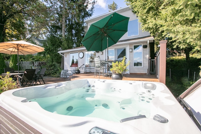 24199 N Shore Dr, Edwardsburg, MI 49112 - exterior space with fence and a hot tub