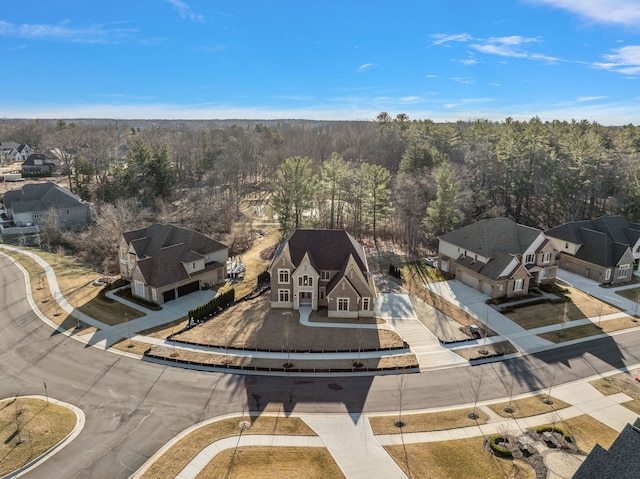 aerial view featuring a forest view