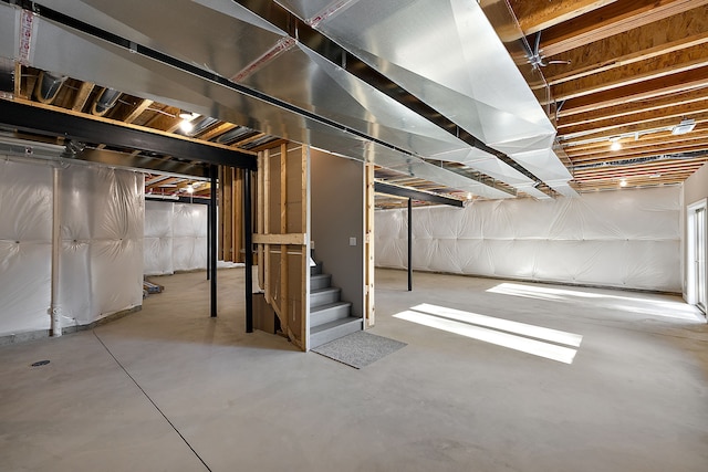 unfinished below grade area with stairs