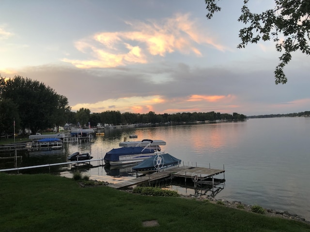 view of dock featuring a water view