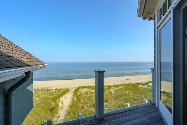 view of water feature featuring a beach view