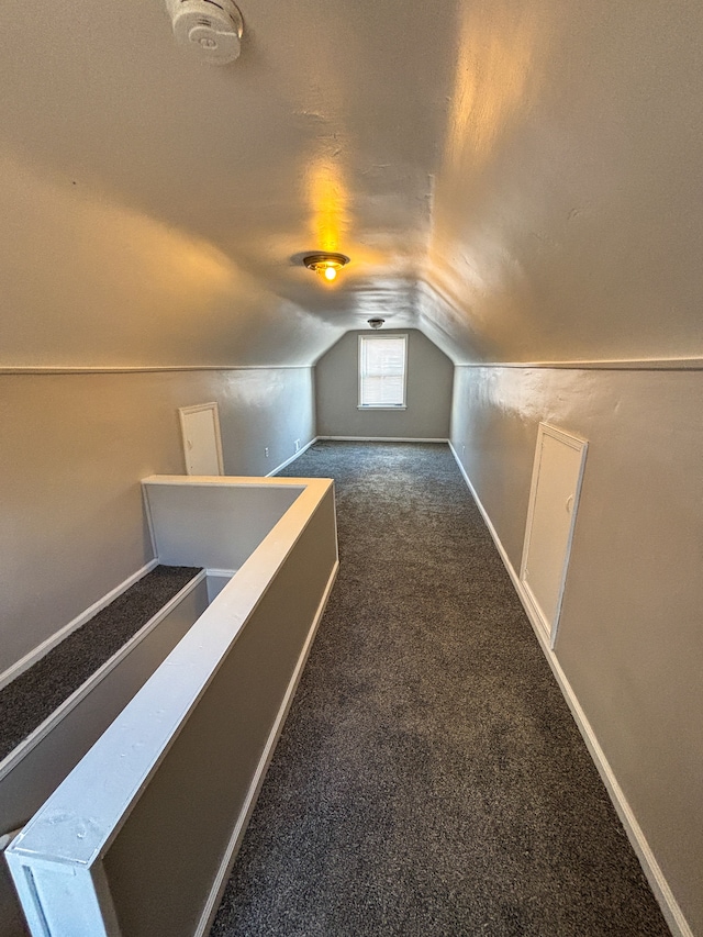 18484 Ashton Ave, Detroit, MI 48219 - bonus room featuring baseboards, dark colored carpet, and vaulted ceiling