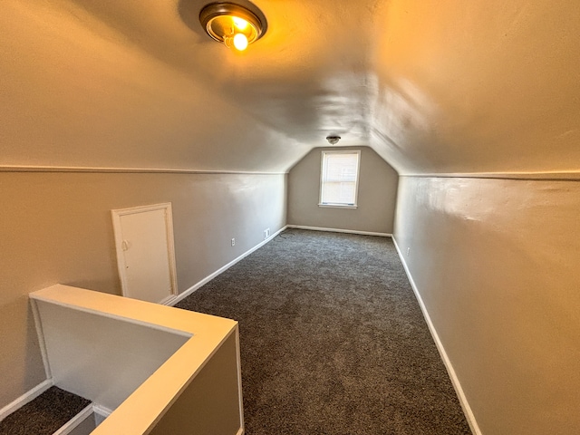 18484 Ashton Ave, Detroit, MI 48219 - bonus room with baseboards, vaulted ceiling, and dark carpet
