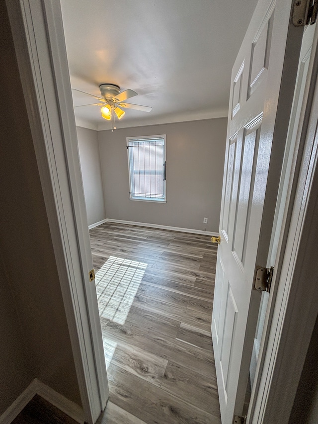 18484 Ashton Ave, Detroit, MI 48219 - unfurnished room featuring wood finished floors, baseboards, and a ceiling fan