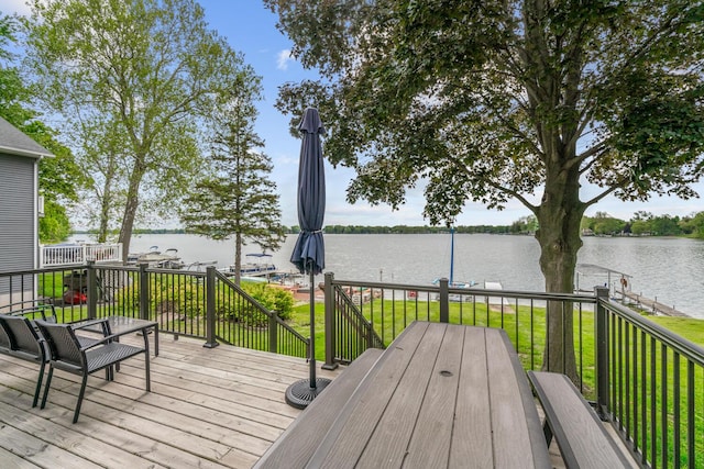 8841 Waruf Ave, Portage, MI 49002 - deck featuring a water view and a yard