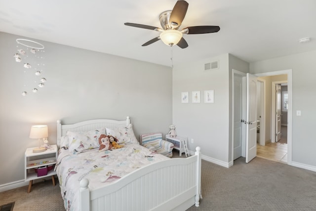 7416 Secretariat Dr, Saline, MI 48176 - bedroom featuring baseboards, a ceiling fan, visible vents, and carpet floors
