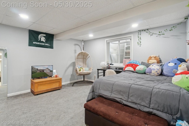 328 Split Rail Rdg, Williamston, MI 48895 - bedroom with carpet flooring, a drop ceiling, and baseboards