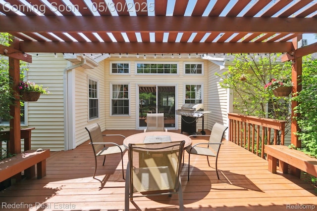 328 Split Rail Rdg, Williamston, MI 48895 - deck with outdoor dining area, a grill, and a pergola