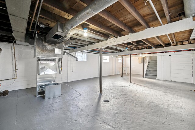 20035 Santa Barbara Dr, Detroit, MI 48221 - below grade area with concrete block wall and stairway