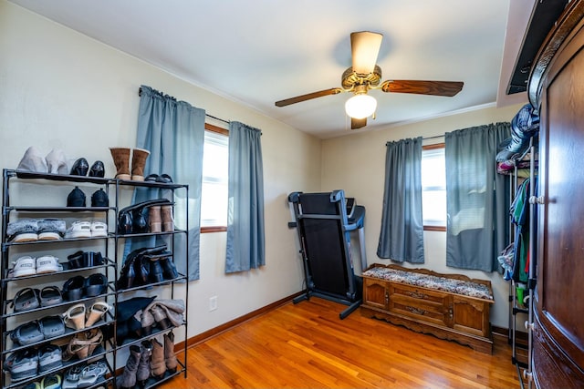 1373 Kingman Dr, Saint Joseph, MI 49085 - exercise room with baseboards, wood finished floors, and plenty of natural light