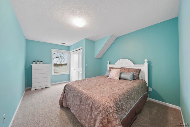 3387 Round Lake Hwy, Manitou Beach, MI 49253 - bedroom featuring carpet flooring, a closet, and a textured ceiling