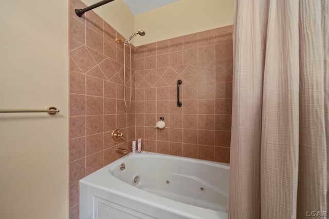 full bath featuring a combined bath / shower with jetted tub