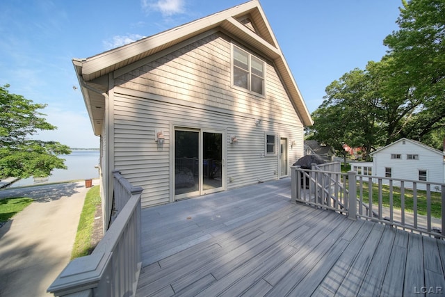 3387 Round Lake Hwy, Manitou Beach, MI 49253 - wooden deck featuring a water view