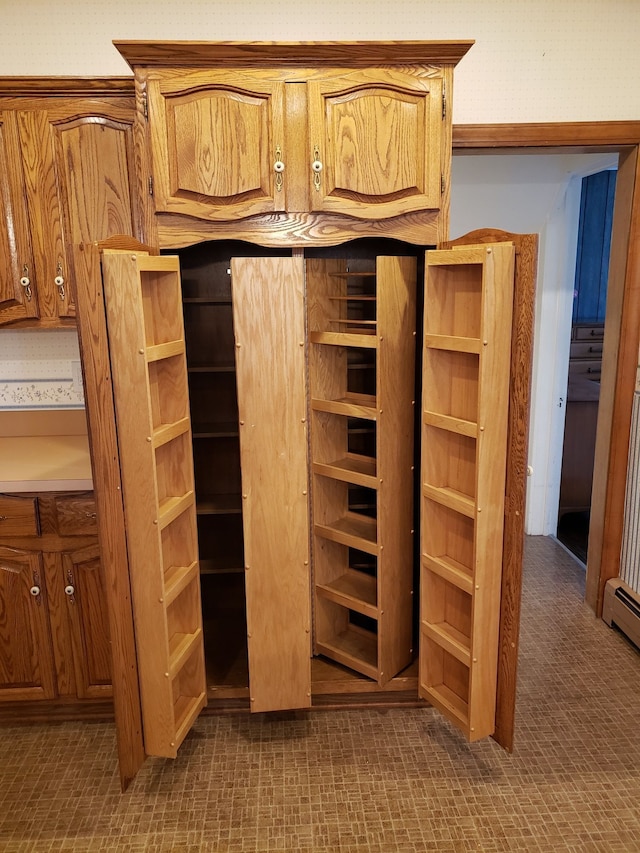 closet featuring a baseboard radiator