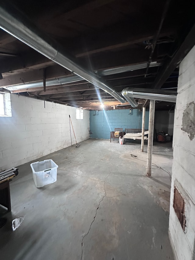 basement with a healthy amount of sunlight
