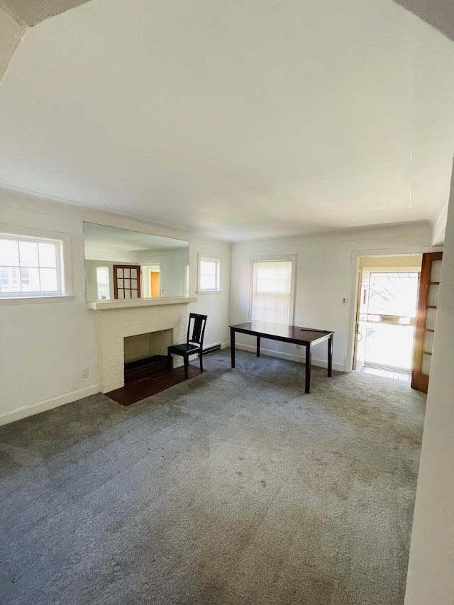 9327 Cloverlawn St, Detroit, MI 48204 - interior space featuring carpet, a fireplace, and a healthy amount of sunlight