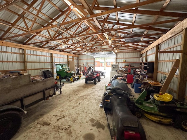 garage featuring metal wall