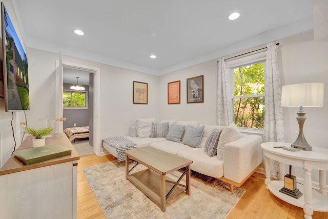 4423 Groveland Ave, Royal Oak, MI 48073 - living room featuring a wealth of natural light, recessed lighting, and light wood-style floors