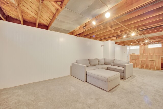 4423 Groveland Ave, Royal Oak, MI 48073 - unfurnished living room with a dry bar and carpet flooring