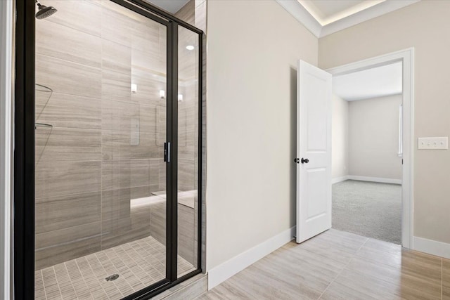 24599 Brookshire Dr, Macomb, MI 48042 - full bath featuring baseboards and a stall shower