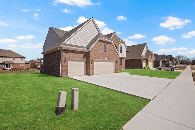 24599 Brookshire Dr, Macomb, MI 48042 - view of front of property with a front yard, brick siding, a shingled roof, driveway, and a residential view