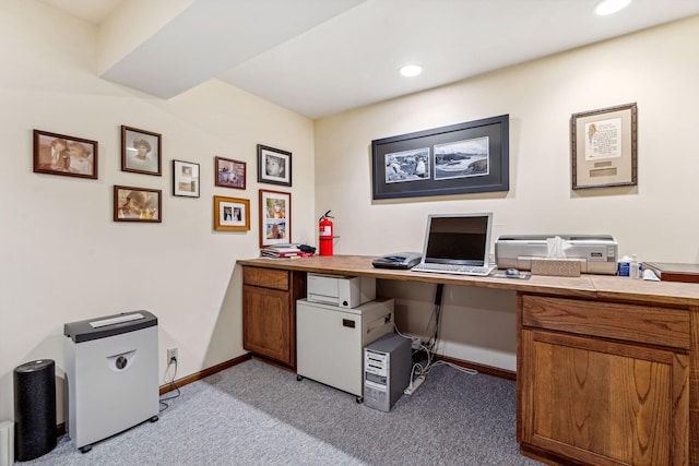 6242 131st St, Saugatuck, MI 49453 - office area featuring baseboards, light colored carpet, and recessed lighting