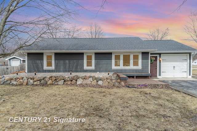 5024 Kencliff Dr, Saginaw, MI 48638 - view of front of home featuring fence, driveway, a garage, and roof with shingles