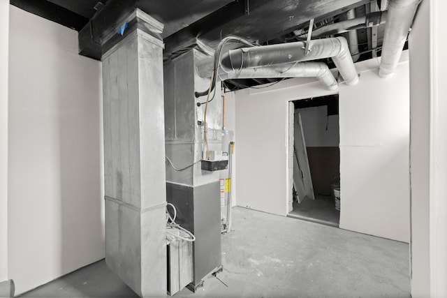 view of unfinished basement