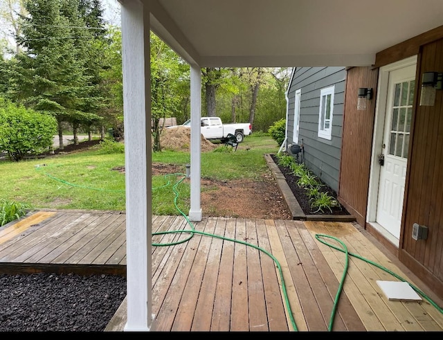 deck with a lawn