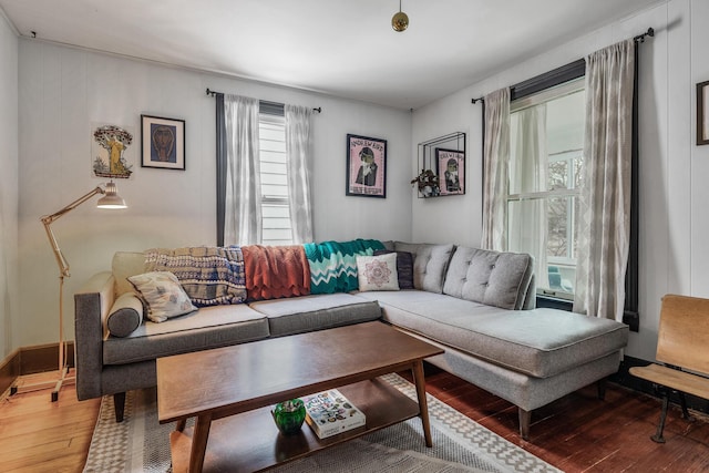 living area featuring hardwood / wood-style floors