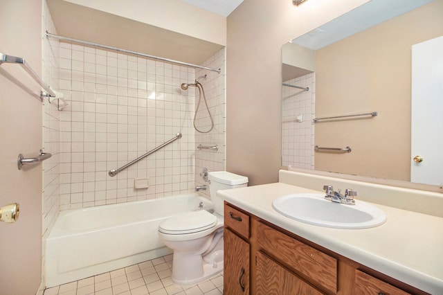 28531 Greening St, Farmington Hills, MI 48334 - bathroom featuring toilet, vanity, tile patterned flooring, and  shower combination