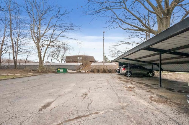 view of covered parking lot