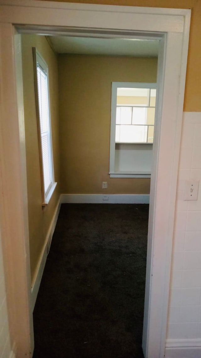 22118 Ulster St, Detroit, MI 48219 - interior space with baseboards, a healthy amount of sunlight, and dark colored carpet