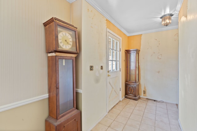 2975 Hadden Rd, Rochester, MI 48306 - entryway featuring crown molding and light tile patterned flooring