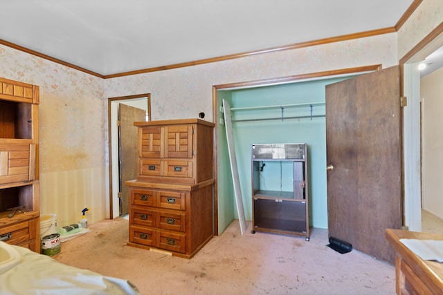 2975 Hadden Rd, Rochester, MI 48306 - bedroom with crown molding and wallpapered walls