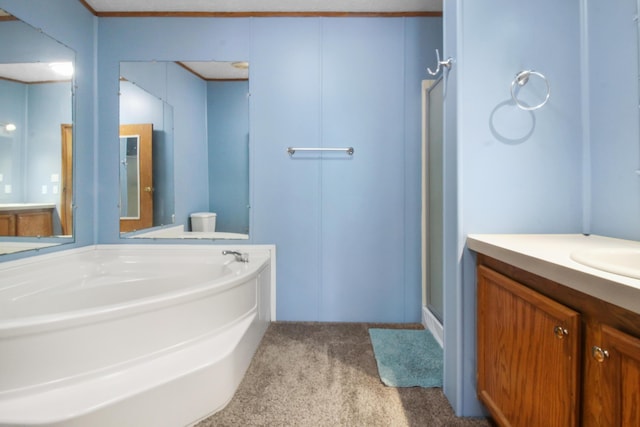 1827 Magnolia St, Newport, MI 48166 - bathroom with vanity, a stall shower, and a bath