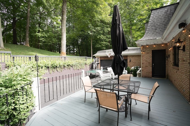 45778 Fermanagh Dr, Northville, MI 48168 - wooden terrace featuring outdoor dining area