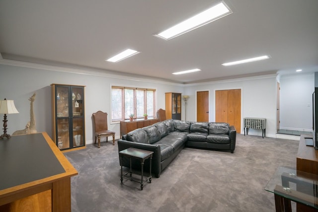 45778 Fermanagh Dr, Northville, MI 48168 - living room featuring baseboards, ornamental molding, and carpet flooring
