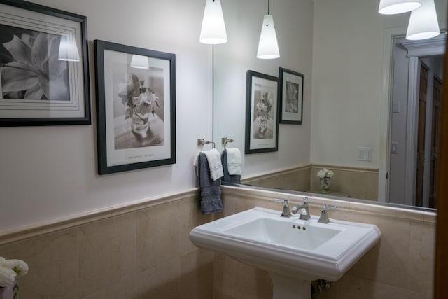 45778 Fermanagh Dr, Northville, MI 48168 - bathroom featuring a wainscoted wall and a sink