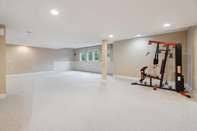 45055 Walnut Rdg, Northville, MI 48168 - exercise room with recessed lighting and baseboards