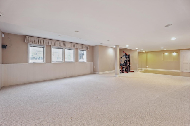 45055 Walnut Rdg, Northville, MI 48168 - below grade area featuring light colored carpet and recessed lighting