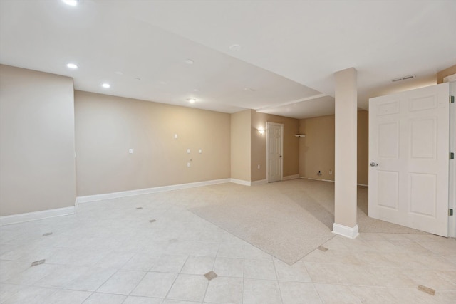 45055 Walnut Rdg, Northville, MI 48168 - finished basement with baseboards, recessed lighting, and light tile patterned floors