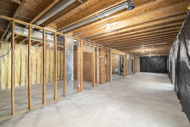 view of unfinished basement