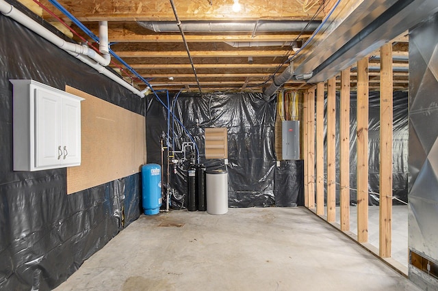 unfinished below grade area with electric panel