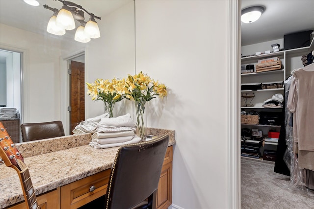 dining room with light carpet