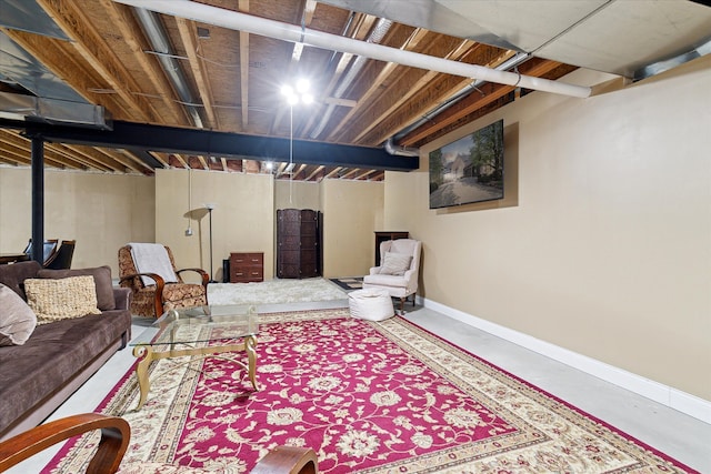 basement with baseboards