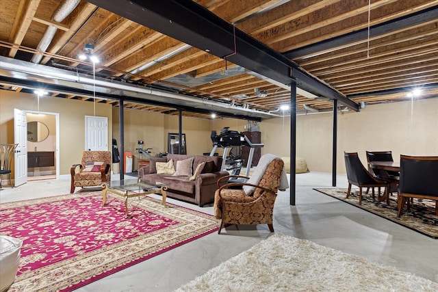 living room featuring concrete floors