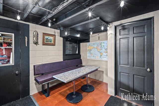 14319 Park Dr, Mecosta, MI 49332 - entryway featuring concrete block wall and finished concrete flooring